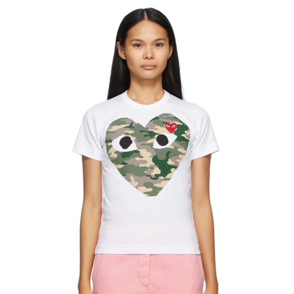 Comme des garçons White Camo Heart T-shirt - Picture 1 of 4
